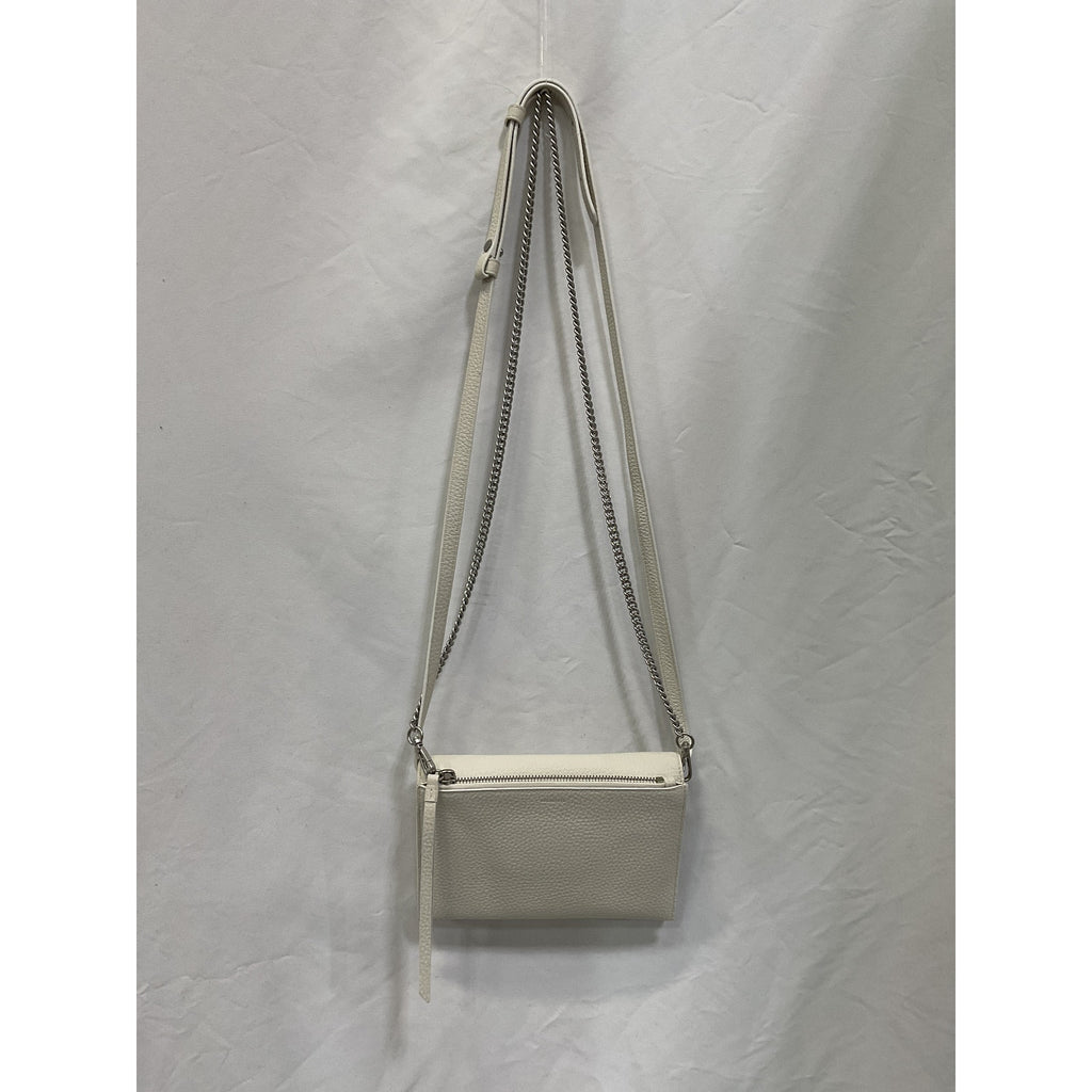 Allsaints 'Fetch' White Pebbled Leather Chain Crossbody Wallet