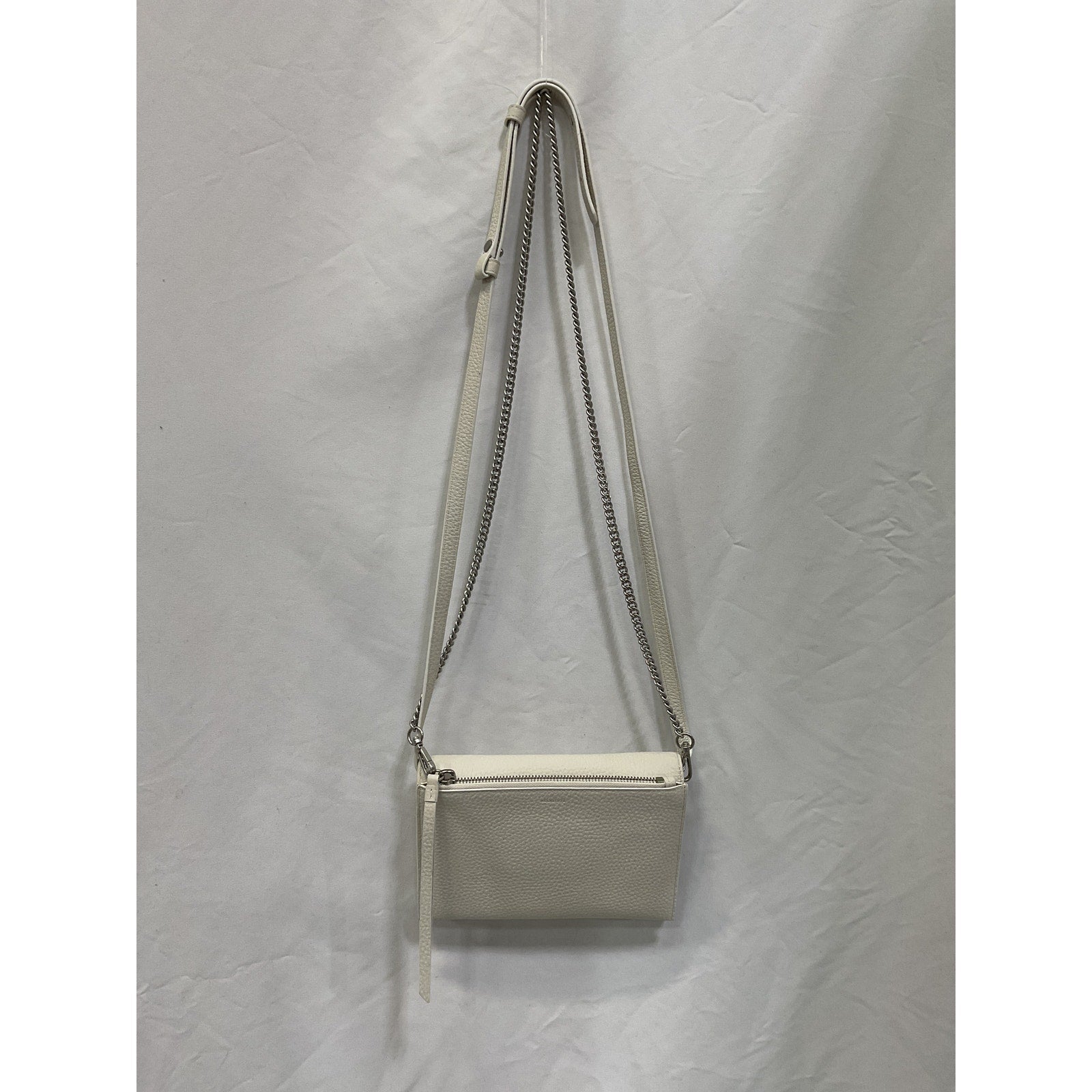Allsaints 'Fetch' White Pebbled Leather Chain Crossbody Wallet