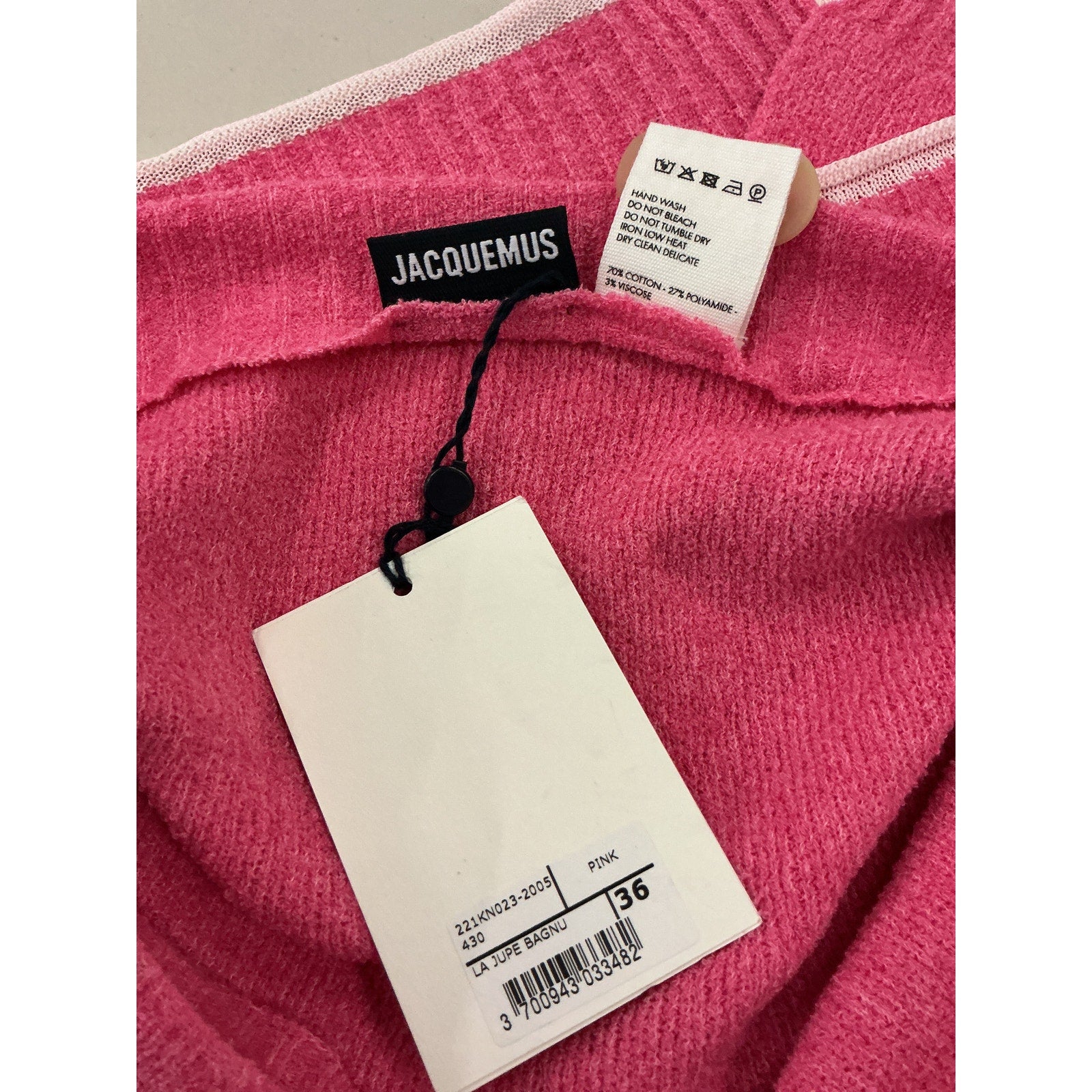 Jacquemus 'La Jupe Bagnu' Pink Terry Cloth Skirt Size 36 - NWT