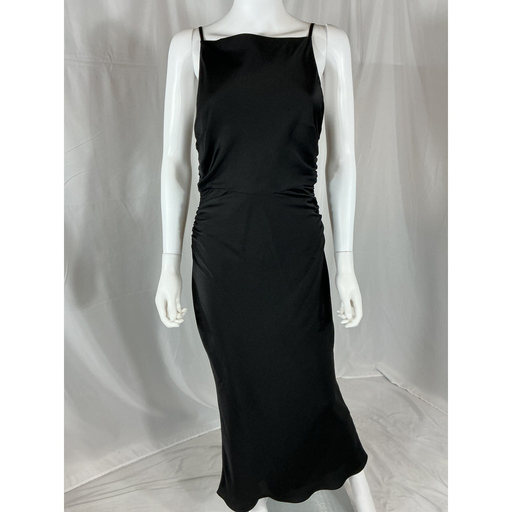 Shona Joy 'Luxe' Black High Neck Ruched Midi Dress Size 6