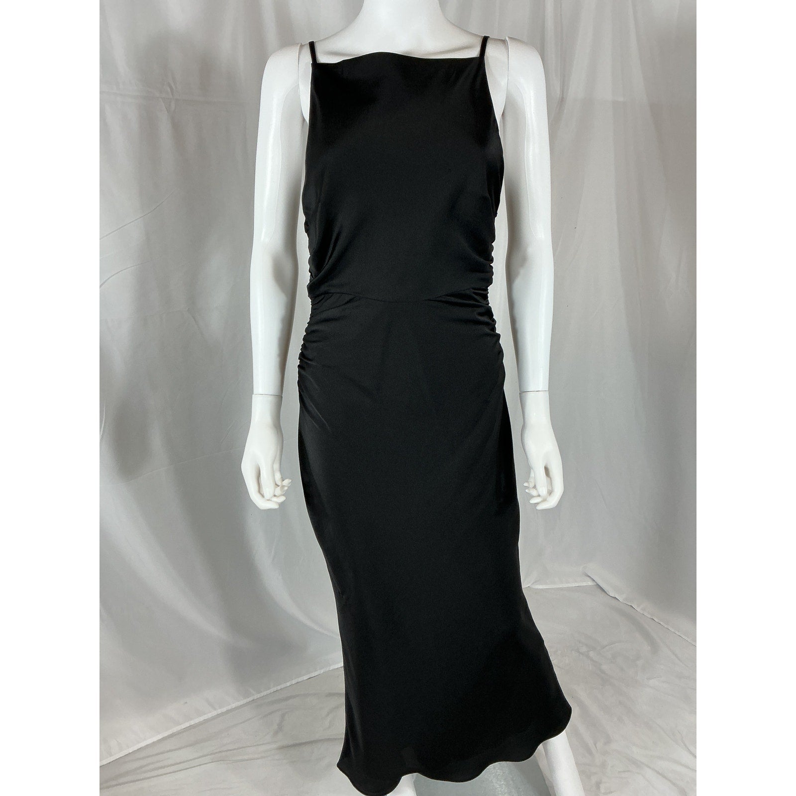 Shona Joy 'Luxe' Black High Neck Ruched Midi Dress Size 6