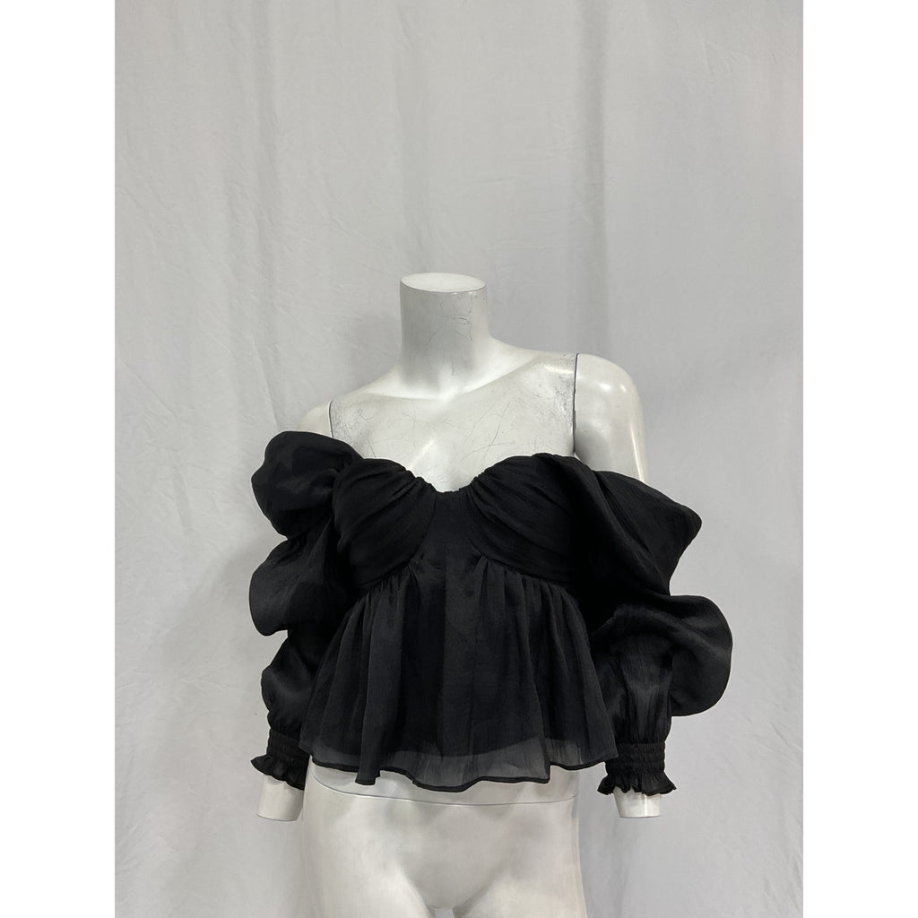 House Of Harlow 1960 'Burna' Black Nylon Blouse Size S