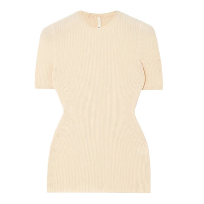 Petar Petrov Ribbed Cream Runner T Shirt Size S