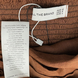 Faithfull The Brand Shirred Brown Venezia Dress Size L