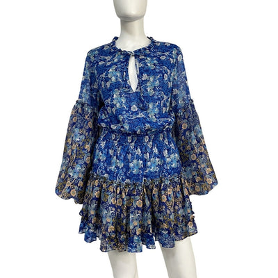 Misa Los Angeles Ruffled Lapis Ombre Elisabetta Mini Dress Size M