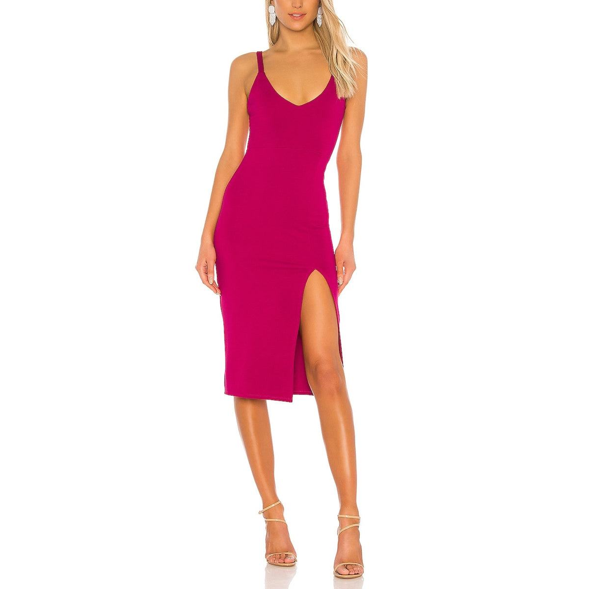 Lovers And Friends Sleek Fuchsia Lucie Midi Dress Size XS NWT