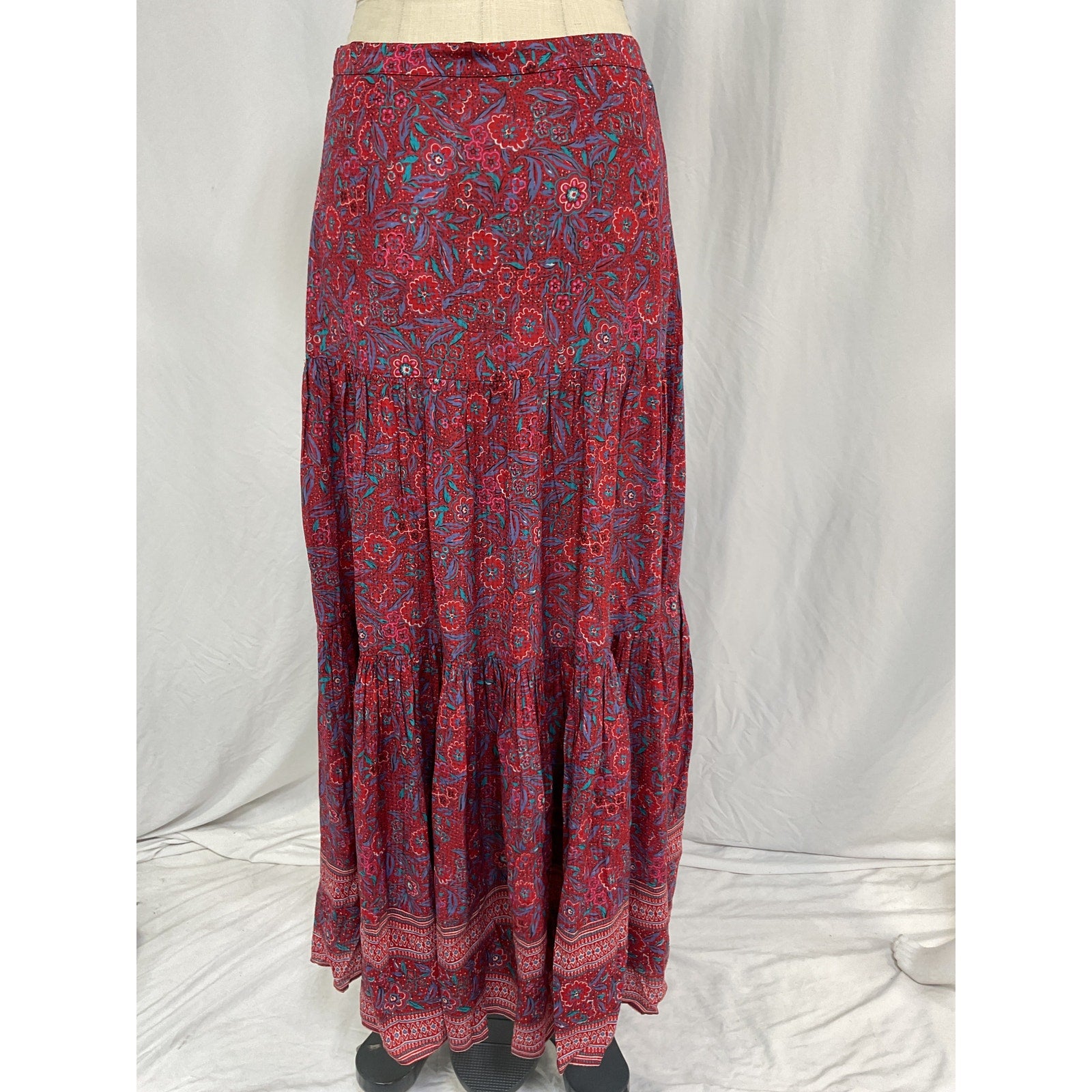 Veronica Beard 'Serence' Red Floral Skirt Size M