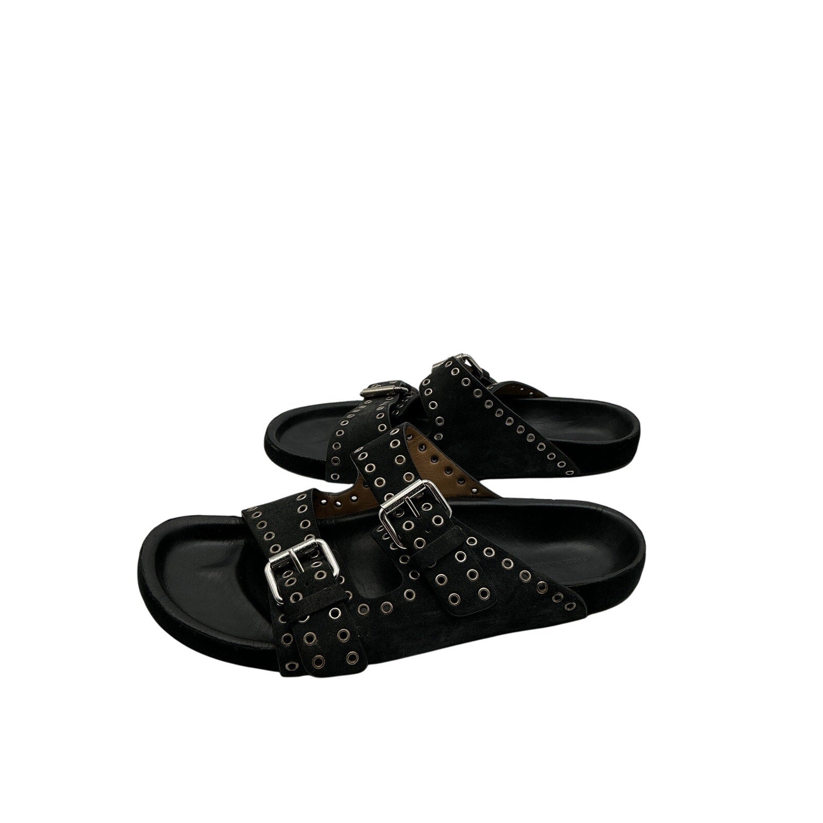 Isabel Marant 'Lennyo' Black Suede Slide Sandals Size 9