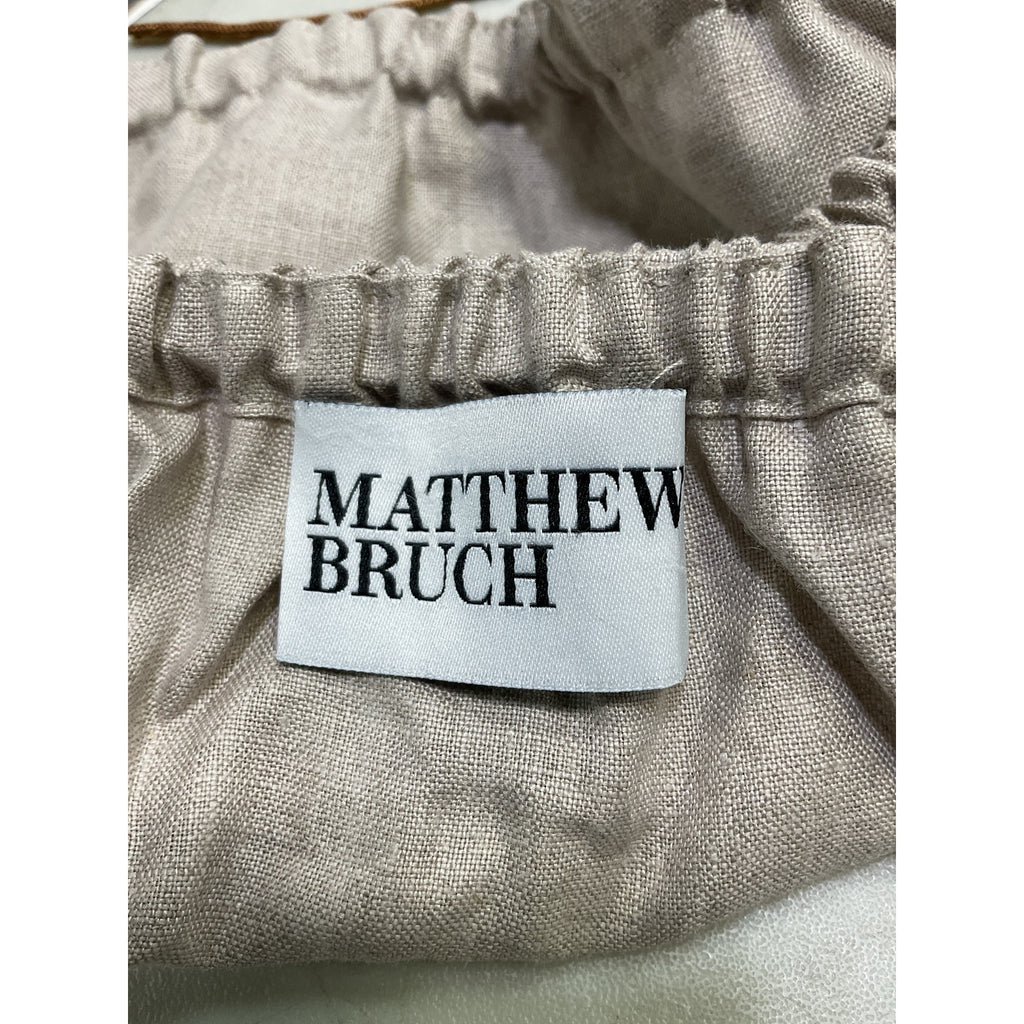 Matthew Bruch Structured Tan Linen Bandeau Crop Top Size 2 - NWT