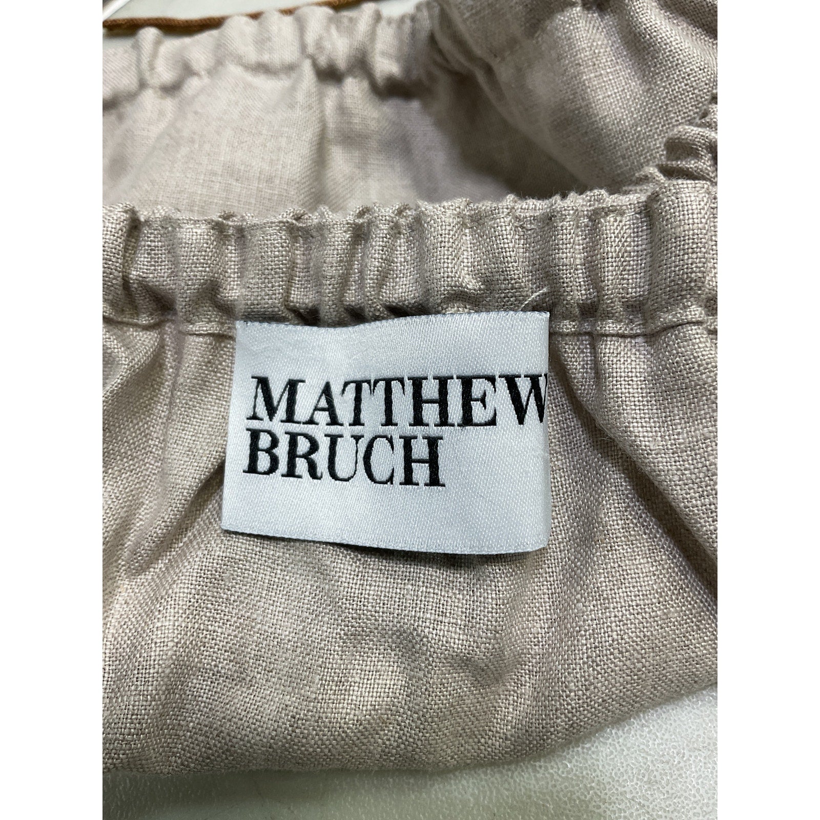 Matthew Bruch Structured Tan Linen Bandeau Crop Top Size 2 - NWT