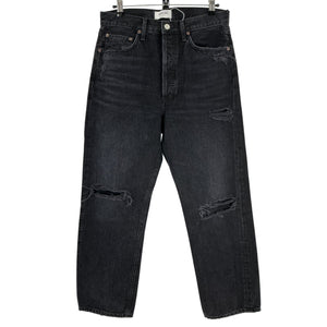 Agolde Distressed Black 90s Crop Denim Jeans Size 27