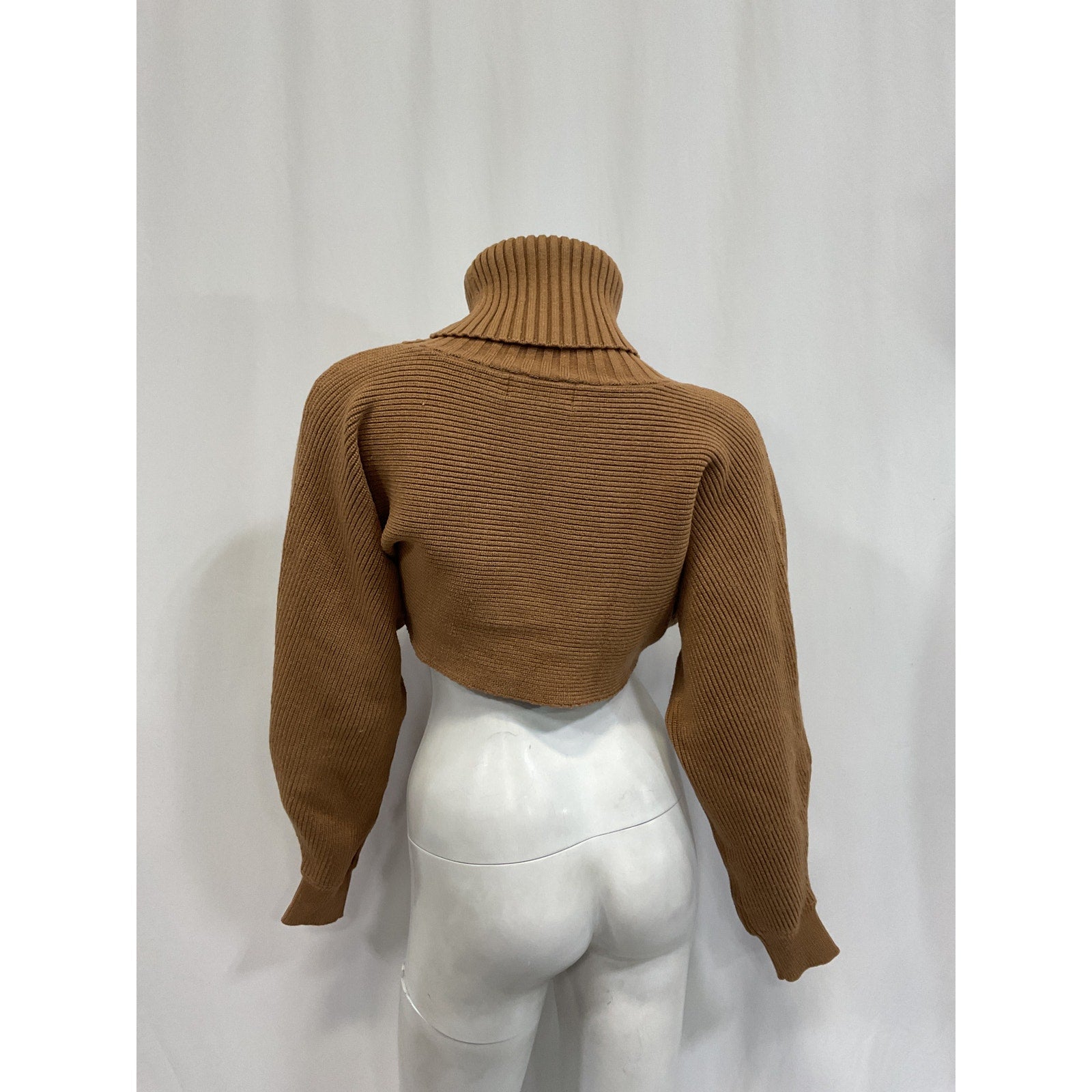 L'Academie 'Maven' Brown Turtleneck Crop Top Size S