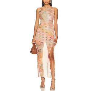 Misa Los Angeles Sheer Disco Matrix Fernanda Dress Size L