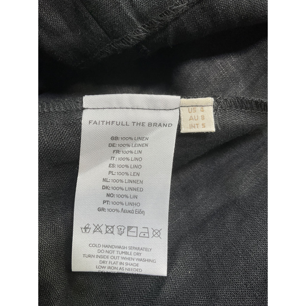 Faithfull The Brand 'Soleil' Black Linen Mini Dress Size S