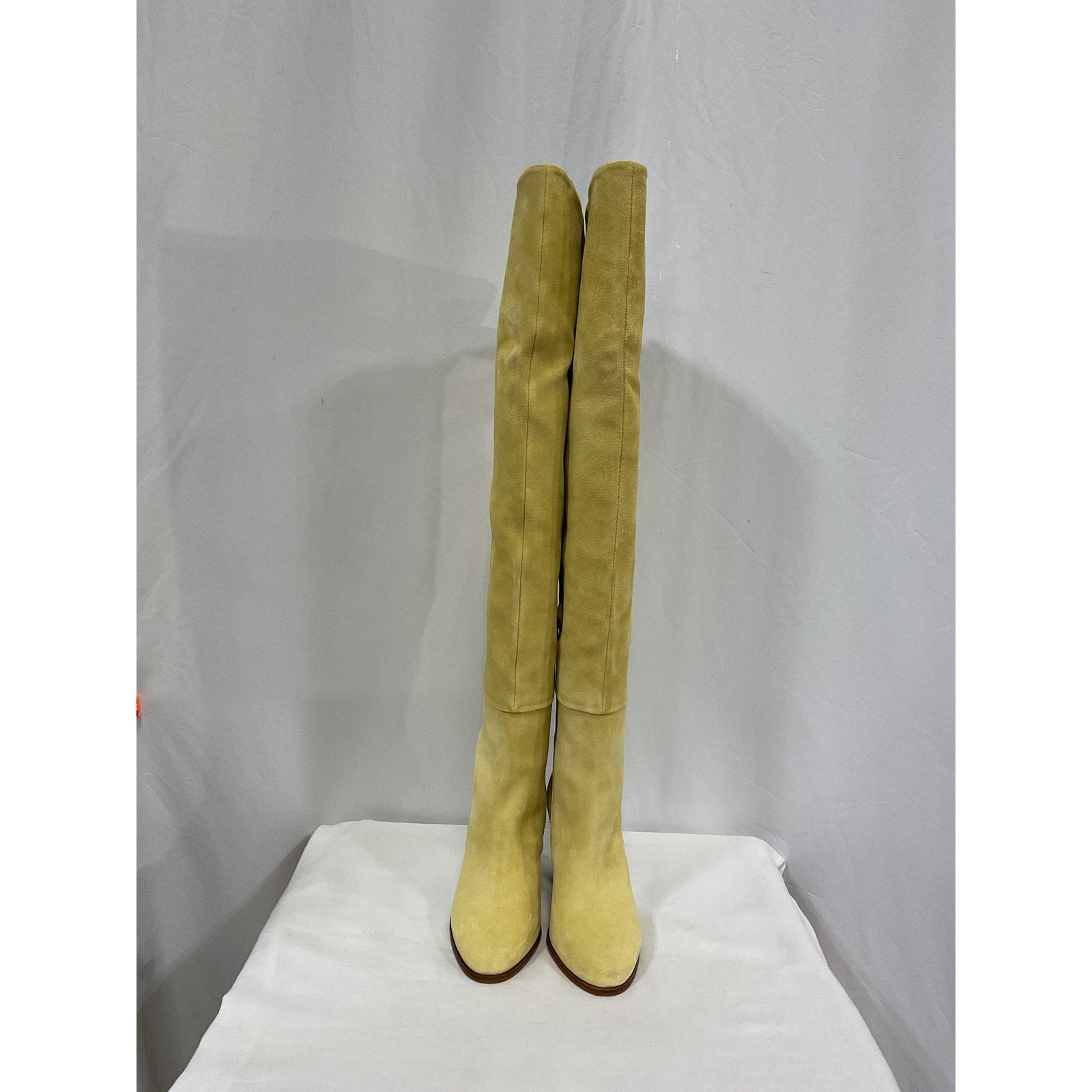 S�zane 'Anaelle' Yellow Leather Thigh High Boots Size 6