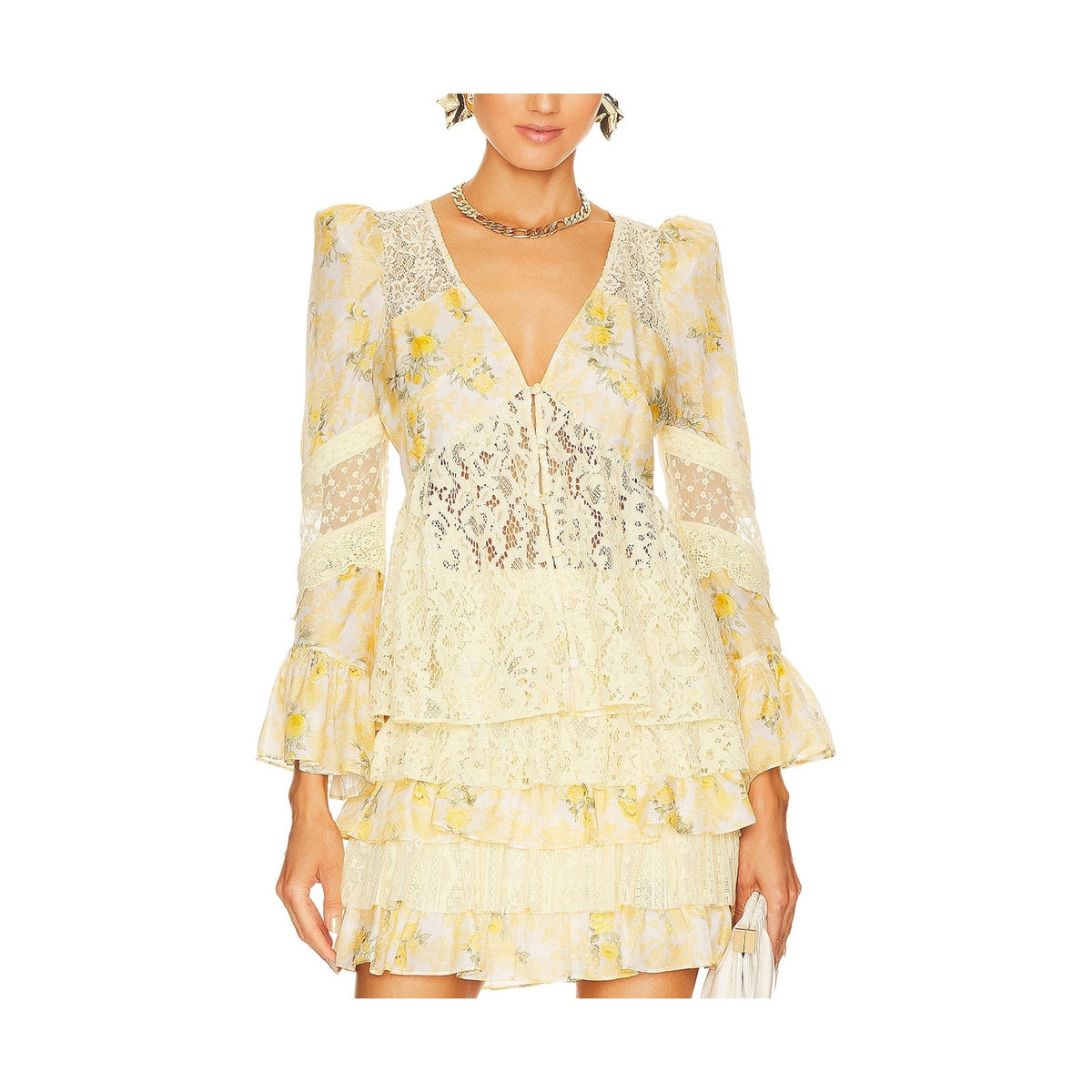 Loveshackfancy 'Priema' Yellow Silk Top Size M