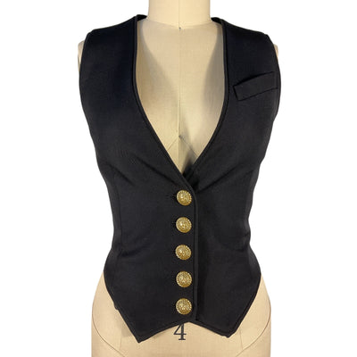 Balmain Button Embellished Black Wool Vest Size FR 34 / US 2