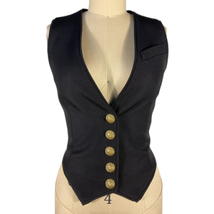 Balmain Button Embellished Black Wool Vest Size FR 34 / US 2