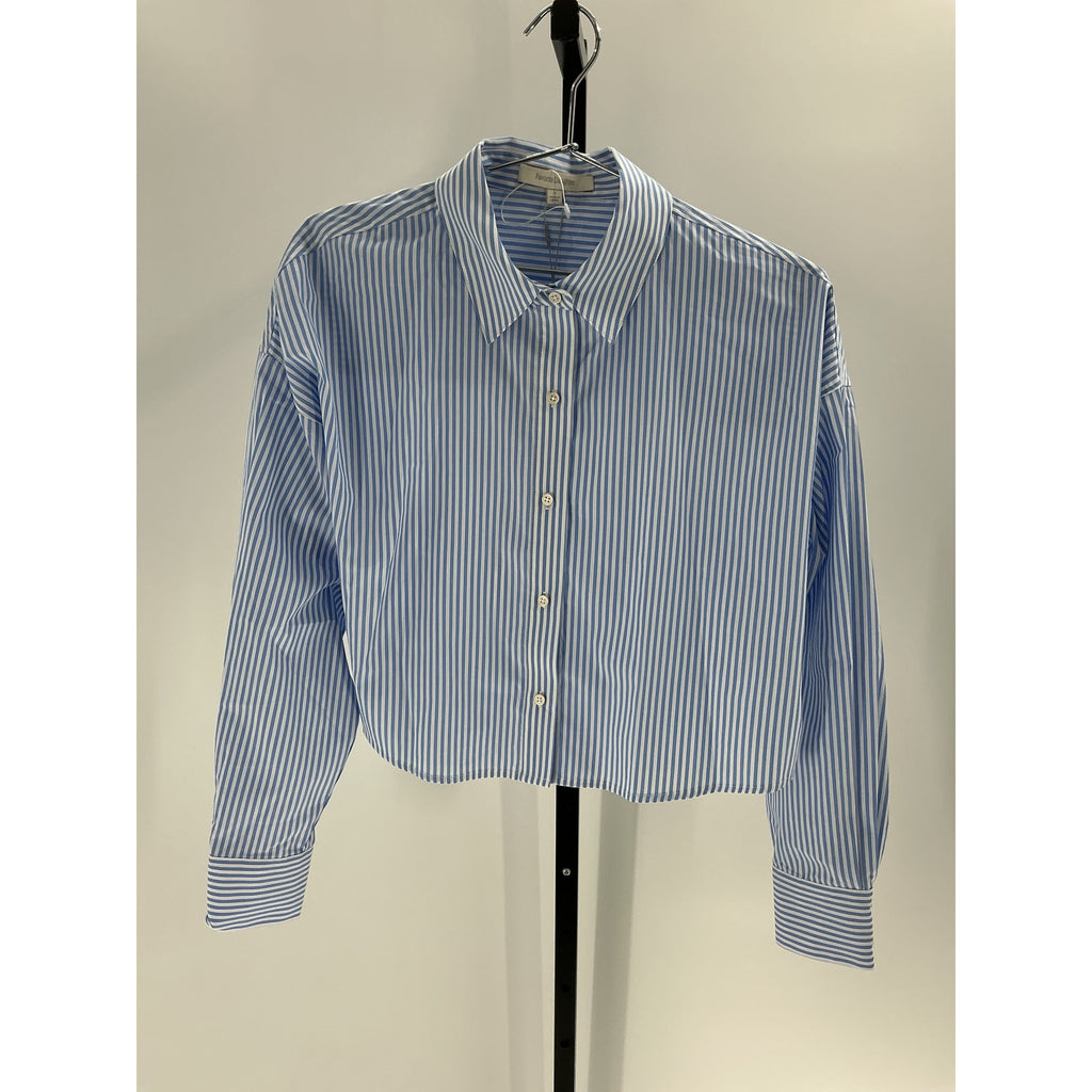 Favorite Daughter The Crop Blue Cotton Ex-Boyfriend Shirt Size S