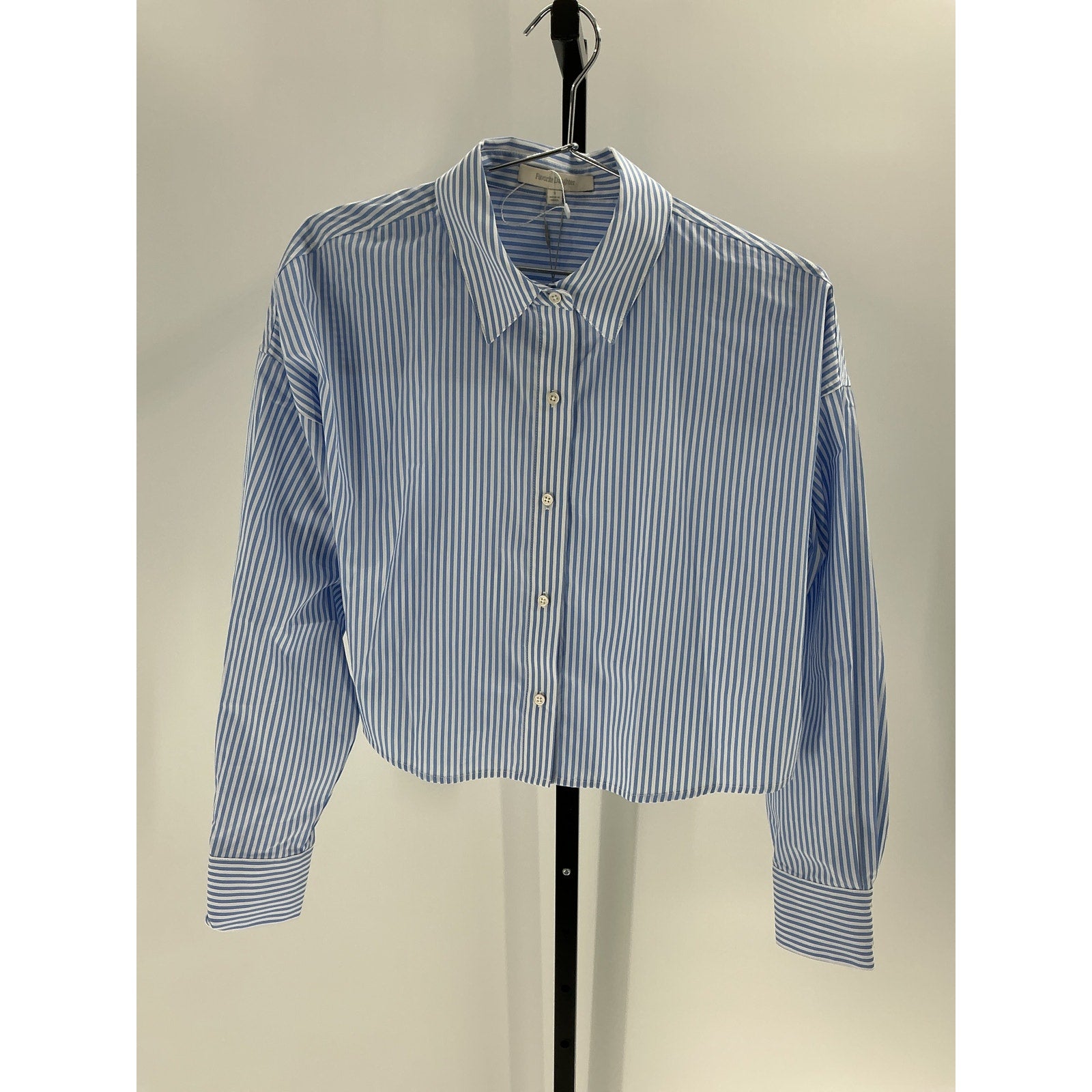 Favorite Daughter The Crop Blue Cotton Ex-Boyfriend Shirt Size S