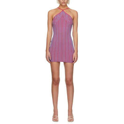 Anna Quan Ribbed Red And Blue Tanesha Mini Dress Size 6