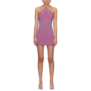 Anna Quan Ribbed Red And Blue Tanesha Mini Dress Size 6