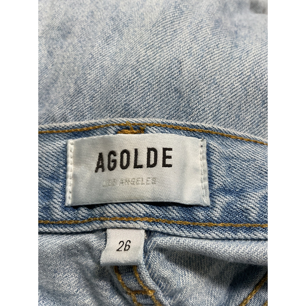 Agolde 'Riley' Blue High Rise Straight Crop Denim Jean Size 26