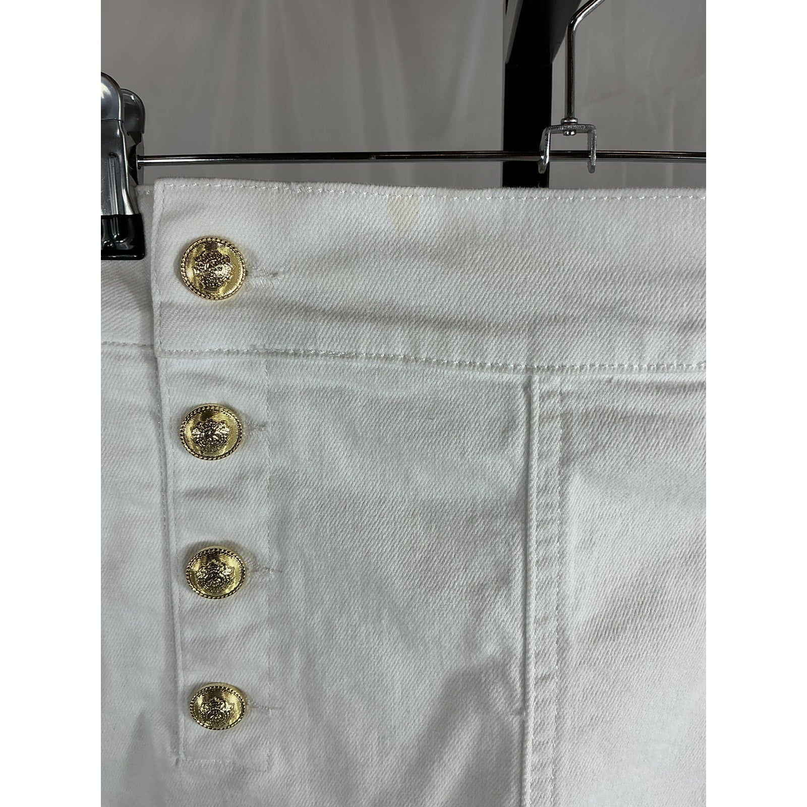 Derek Lam 10 Crosby White Cotton Lenox Sailor High Rise Denim Shorts Size 26