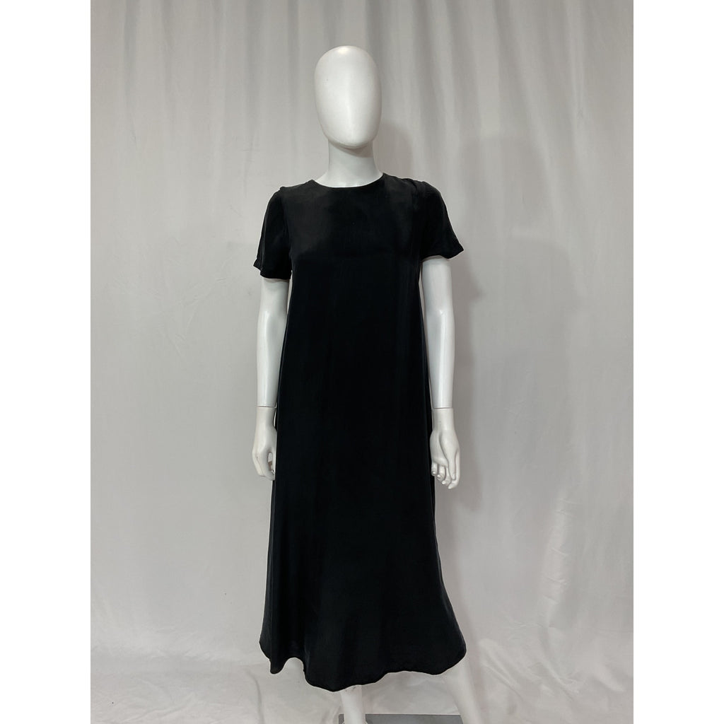 Hatch 'The James' Black Short Sleeve Crew Neck Midi Dress Size 1