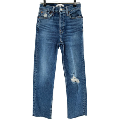 Re/Done Distressed Blue 70s Stove Pipe Denim Jeans Size 23