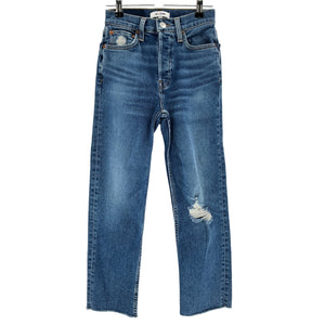 Re/Done Distressed Blue 70s Stove Pipe Denim Jeans Size 23