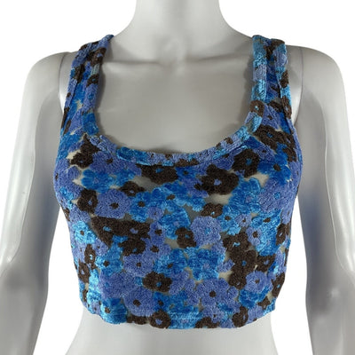 Acne Studios Textured Blue Brown Evanita Crop Top Size S