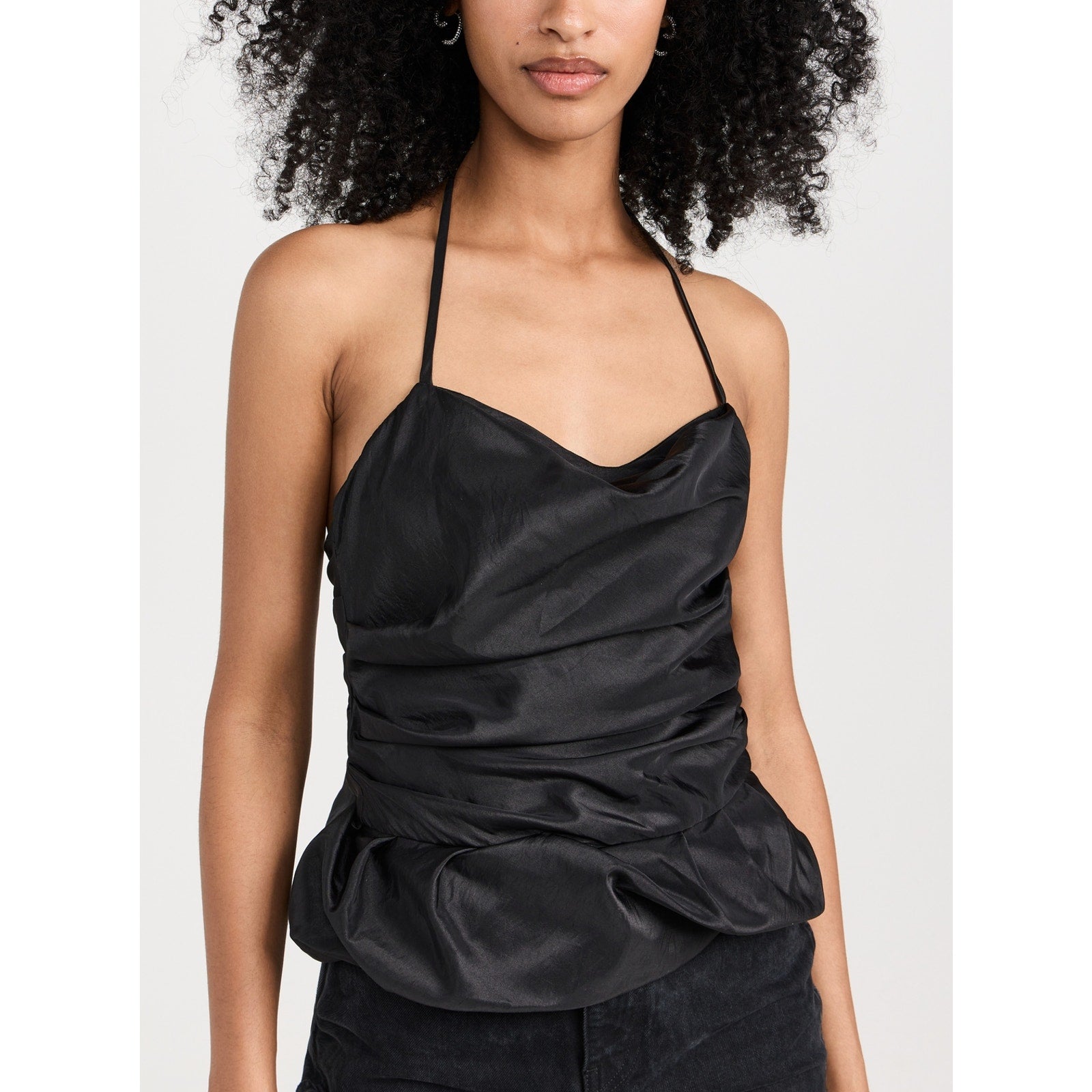 Simkhai 'Hailee' Black Taffeta Draped Halter Top Size 10 - NWT