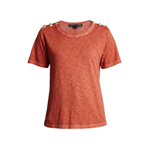 Veronica Beard 'Carla' Orange Button-Trimmed T-Shirt Size S