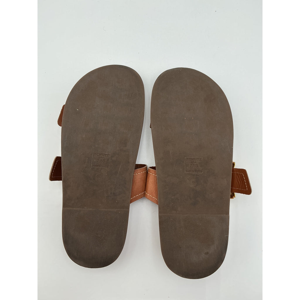 Schutz 'Enola' Brown Leather Sporty Sandal Size 7.5