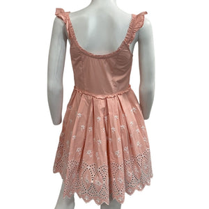 LoveShackFancy Embroidered Bubble Bath Pink Mochi Mini Dress Size 2