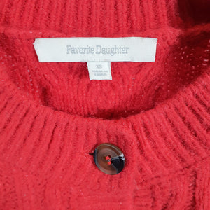 Favorite Daughter Cable Knit Cherry Red Eleanor Size XS Wool Cardigan