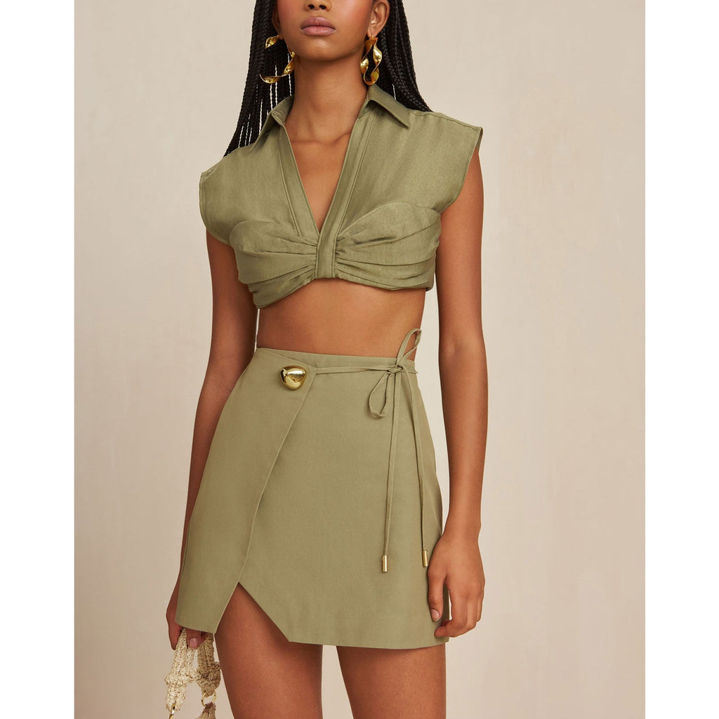 Cult Gaia 'Tov' Green Wrap Mini Skirt Size XS