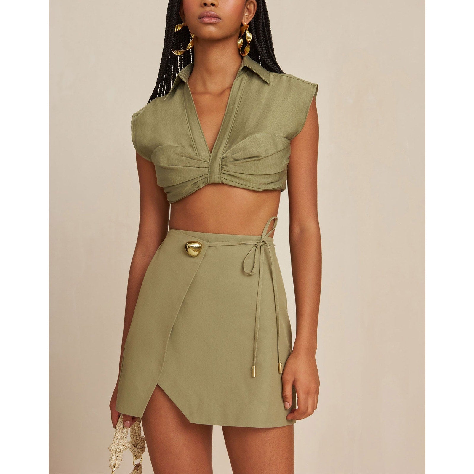 Cult Gaia 'Tov' Green Wrap Mini Skirt Size XS