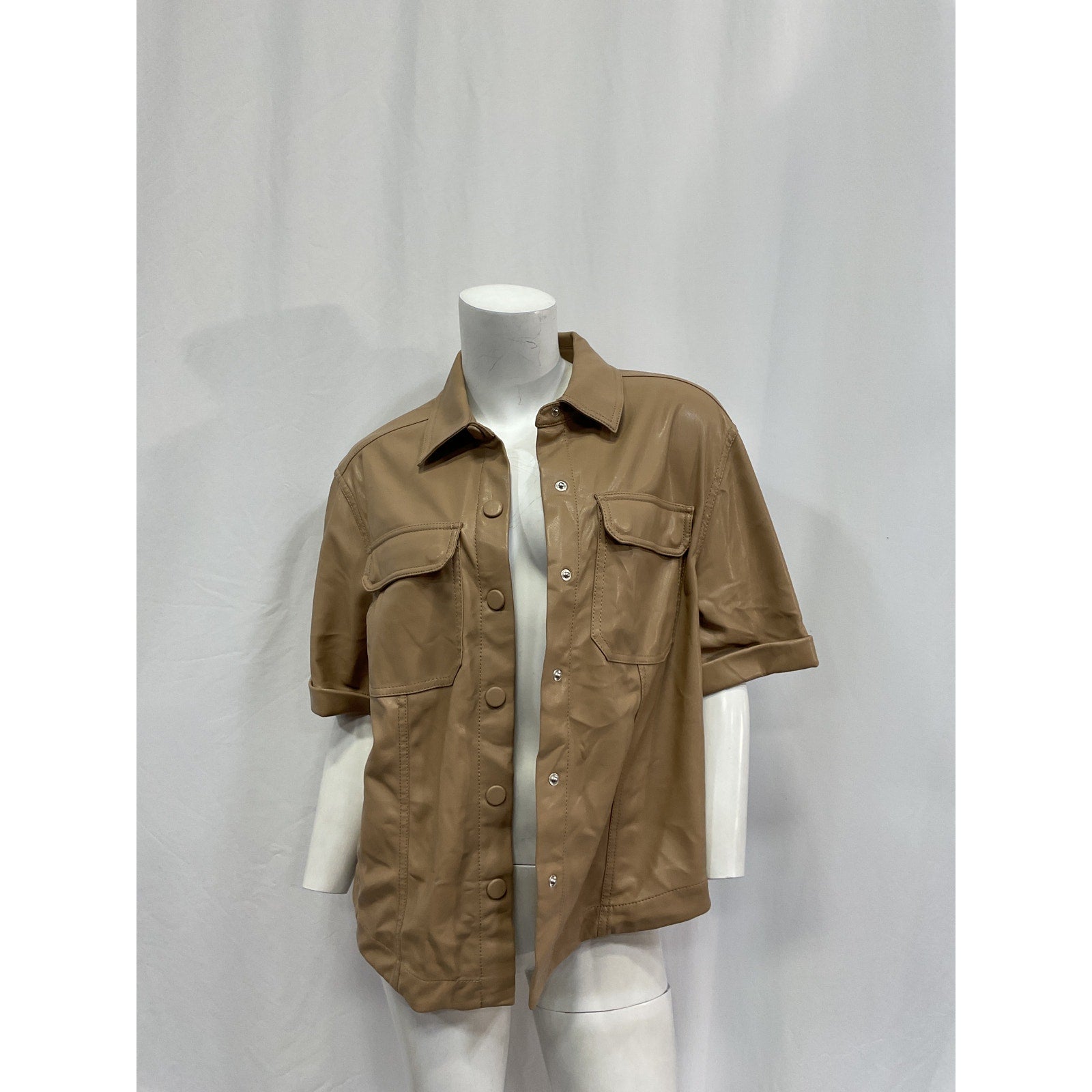 Simkhai 'Joselin' Tan Vegan Leather Shirt Size M