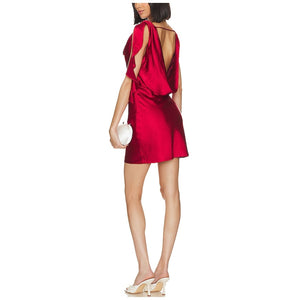 Lpa Draped Burgundy Raveena Mini Dress Size S