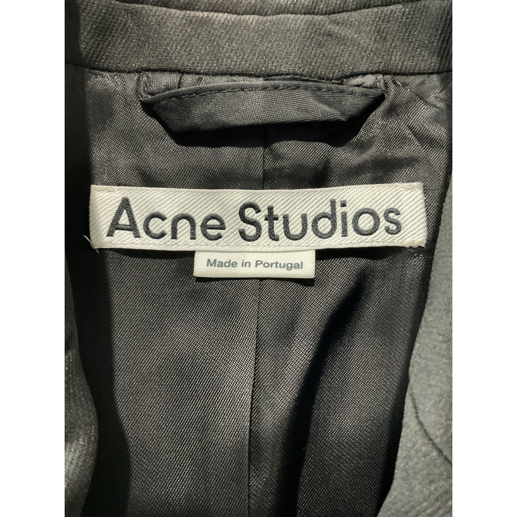 Acne Studios Black Polyester Double-Breasted Gabardine Blazer Size 32