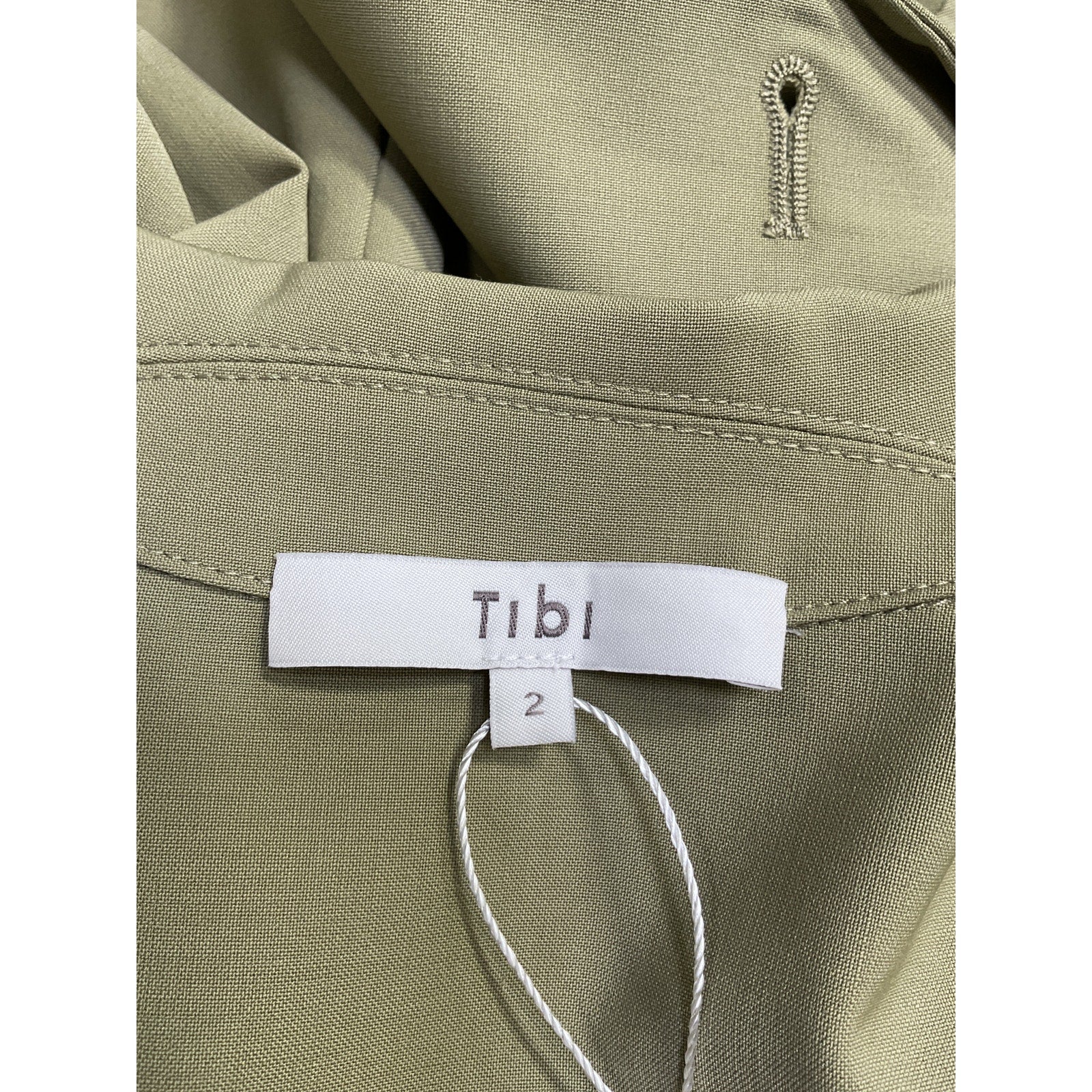 Tibi 'Tropical' Green Polyester Wool Cropped Lean Double Breasted Shirt Jacket Size 2