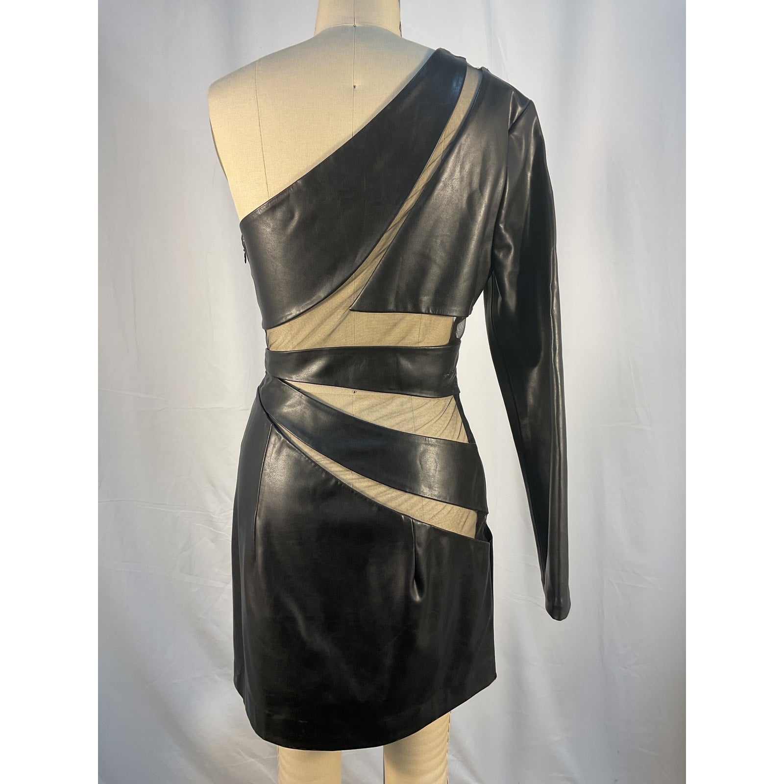 Michael Costello x Revolve 'Wade' Black Polyurethane Mini Dress  Size M