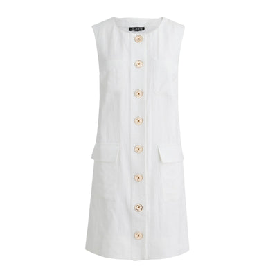 J.Crew Linen Button Front White Shift Dress Size S