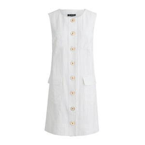 J.Crew Linen Button Front White Shift Dress Size S