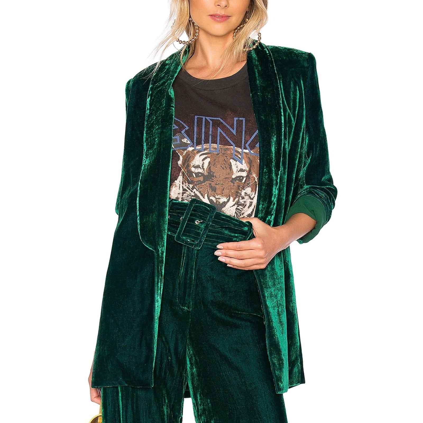 House Of Harlow 1960 'Chloe' Green Polyester Boyfriend Jacket Size S