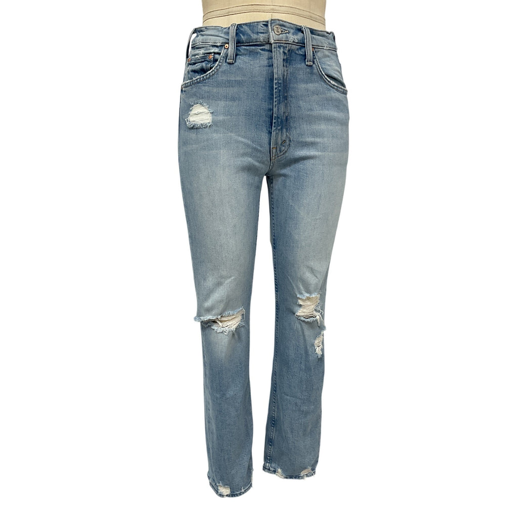 Mother Blue Cotton High Waisted Rider Skimp Jean Size 28