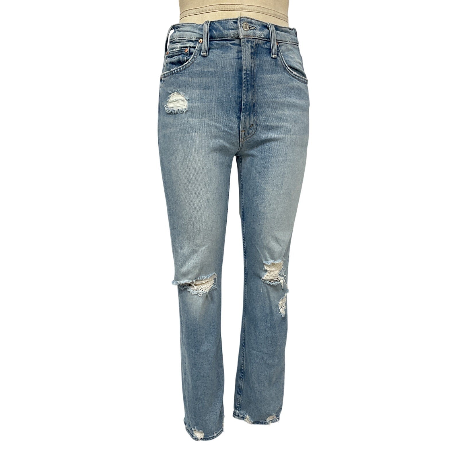 Mother Blue Cotton High Waisted Rider Skimp Jean Size 28