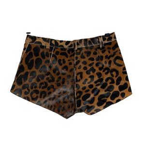 Understated Leather Statement Leopard Wester Shorts Size S